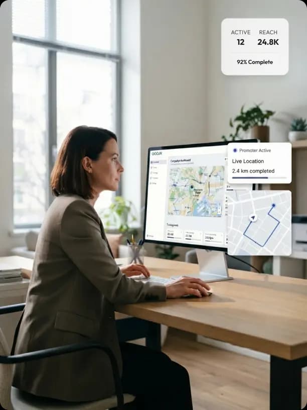 A business manager tracking live campaign execution from their desk